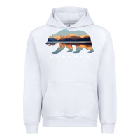 White Montana Bear with Glacier National Park Lake Image Souvenir Urban Hoodie - trangStudio