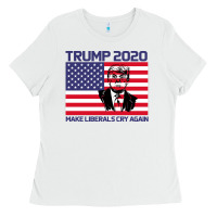 White Trump 2020 Make Liberals cry Again Ladies Tee - Bettercallsaul