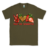Army Green peace love strawberries Classic Tee - Jasminsmagicworld