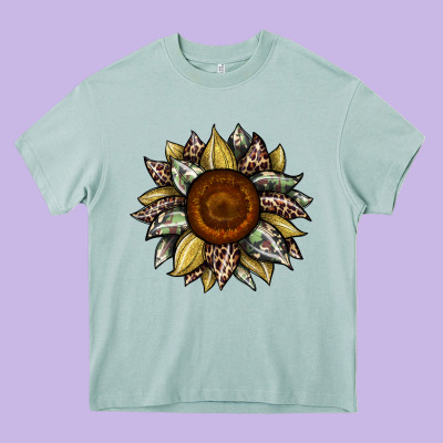 Sunflower Camouflage And Leopard 2 Heavy Core Tee Designed By Jahusdesignshop