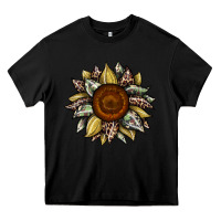 Black sunflower camouflage and leopard 2 Heavy Core Tee - JahusDesignShop