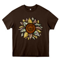 Chocolate Brown sunflower camouflage and leopard 2 Heavy Core Tee - JahusDesignShop