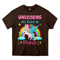 Chocolate Brown unicorns are born in march Heavy Core Tee - Jasminsmagicworld