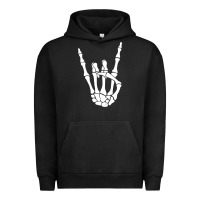 Pigment Black halloween skeleton hand horns rock n roll music lover tank top Urban Hoodie - trangStudio