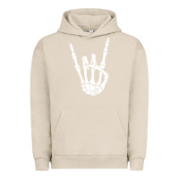 Pigment French Oak halloween skeleton hand horns rock n roll music lover tank top Urban Hoodie - trangStudio
