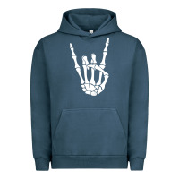 Pigment Midnight Navy halloween skeleton hand horns rock n roll music lover tank top Urban Hoodie - trangStudio