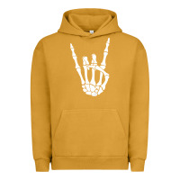 Pigment Peanut Butter halloween skeleton hand horns rock n roll music lover tank top Urban Hoodie - trangStudio