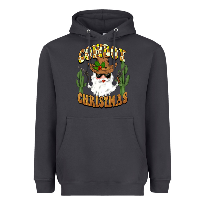 Cowboy Christmas Santa Heavyweight Hoodie by BarkalooDesign | Teevron