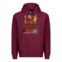 Burgundy 100. Days Of Coffee  Chaos Premium Hoodie - CowhideDigitalArt