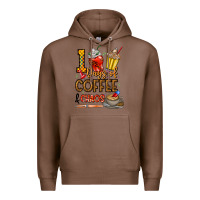 Chestnut 100. Days Of Coffee  Chaos Premium Hoodie - CowhideDigitalArt