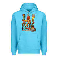 Ocean Blue 100. Days Of Coffee  Chaos Premium Hoodie - CowhideDigitalArt