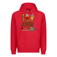 Red 100. Days Of Coffee  Chaos Premium Hoodie - CowhideDigitalArt