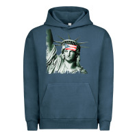 Pigment Midnight Navy Puerto Rico Resiste Statue of Liberty Puerto Rican Flag Urban Hoodie - trangStudio