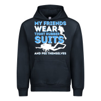 Navy My Friends Wear Tight Rubber Suits  Scuba Diving & Diver Urban Hoodie - trangStudio