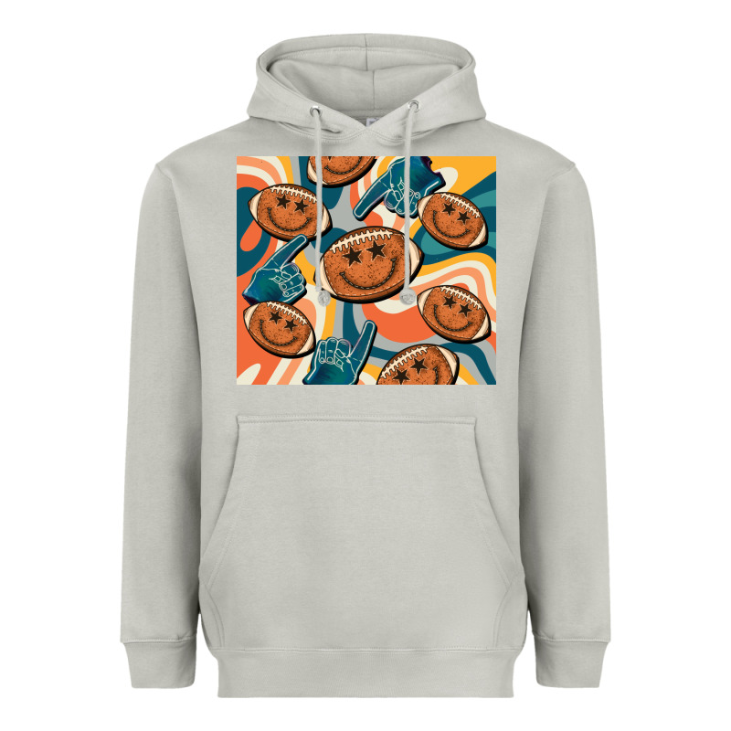 Football Smiley Face Heavyweight Hoodie by BarkalooDesign | Teevron