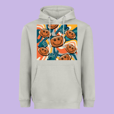 Football Smiley Face Heavyweight Hoodie Designed By Barkaloodesign