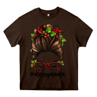 Chocolate Brown christmas merry mama Heavy Core Tee - Jasminsmagicworld