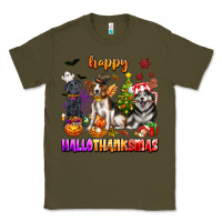 Army Green happy hallothanksmas dogs Classic Tee - texasbilliewilder