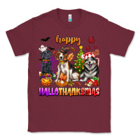 Burgundy happy hallothanksmas dogs Classic Tee - texasbilliewilder