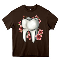 Chocolate Brown floral tooth Heavy Core Tee - Jasminsmagicworld