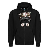 Black baseball mom Zipper Hoodie - RacoonDesign