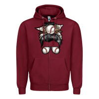 Burgundy baseball mom Zipper Hoodie - RacoonDesign