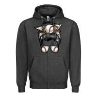 Charcoal Heather baseball mom Zipper Hoodie - RacoonDesign