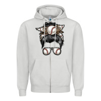 Dove Grey baseball mom Zipper Hoodie - RacoonDesign
