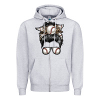 Heather Grey baseball mom Zipper Hoodie - RacoonDesign