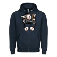 Navy baseball mom Zipper Hoodie - RacoonDesign