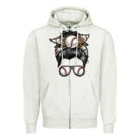 Oatmeal Heather baseball mom Zipper Hoodie - RacoonDesign