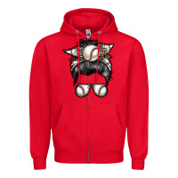 Red baseball mom Zipper Hoodie - RacoonDesign
