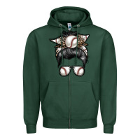 Sports Green baseball mom Zipper Hoodie - RacoonDesign