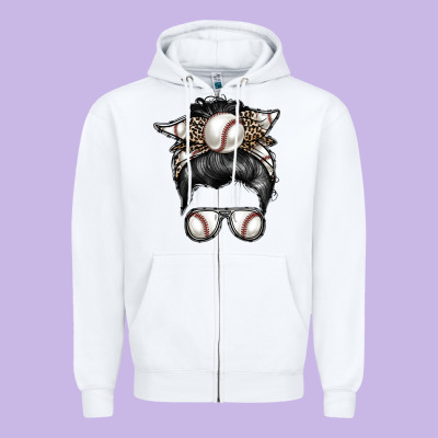 Baseball Mom Zipper Hoodie Designed By Racoondesign