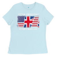 Baby Blue Kinda American Kinda British  Dual Citizenship Ladies Tee - trangStudio