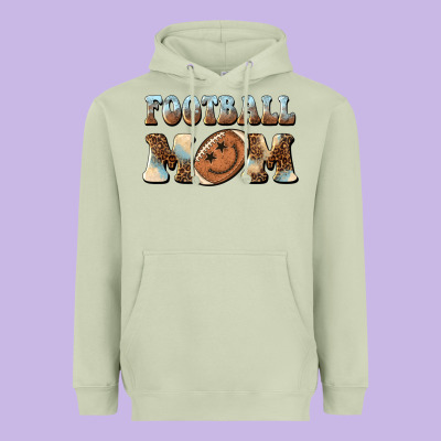 Football Mom Football Smiley Face Heavyweight Hoodie Designed By Barkaloodesign