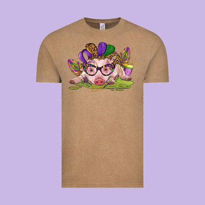 Mardi Gras Pig Vintage Tee Designed By Cowgirlartshop