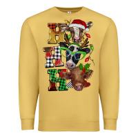 Antique Gold Christmas ho ho ho cow Premium Sweatshirt - BarkalooDesign