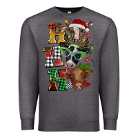 Charcoal Heather Christmas ho ho ho cow Premium Sweatshirt - BarkalooDesign