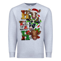 Heather Grey Christmas ho ho ho cow Premium Sweatshirt - BarkalooDesign