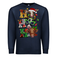 Navy Christmas ho ho ho cow Premium Sweatshirt - BarkalooDesign
