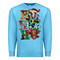 Ocean Blue Christmas ho ho ho cow Premium Sweatshirt - BarkalooDesign