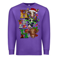 Purple Christmas ho ho ho cow Premium Sweatshirt - BarkalooDesign