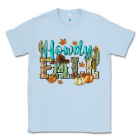 Dusty Blue Western howdy Fall Classic Tee - NancyCooperArtShop