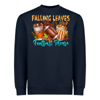 Navy Falling Leaves Football Please Heavyweight Sweatshirt - CowhideDigitalArt