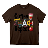 Chocolate Brown coffee teach repeat Heavy Core Tee - BarkalooDesign