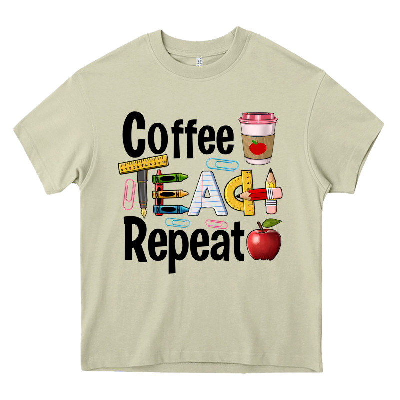 Coffee Teach Repeat Heavy Core Tee by BarkalooDesign | Teevron