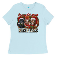 Baby Blue Merry Christmas Ladies Tee - RanaPortraitStore