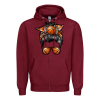 Burgundy basketball mom Zipper Hoodie - RacoonDesign