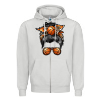 Dove Grey basketball mom Zipper Hoodie - RacoonDesign